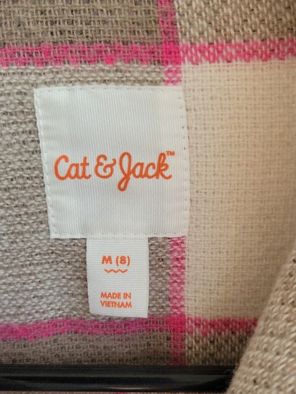 Cat & Jack Pink, Gray & White Plaid Shacket Coat